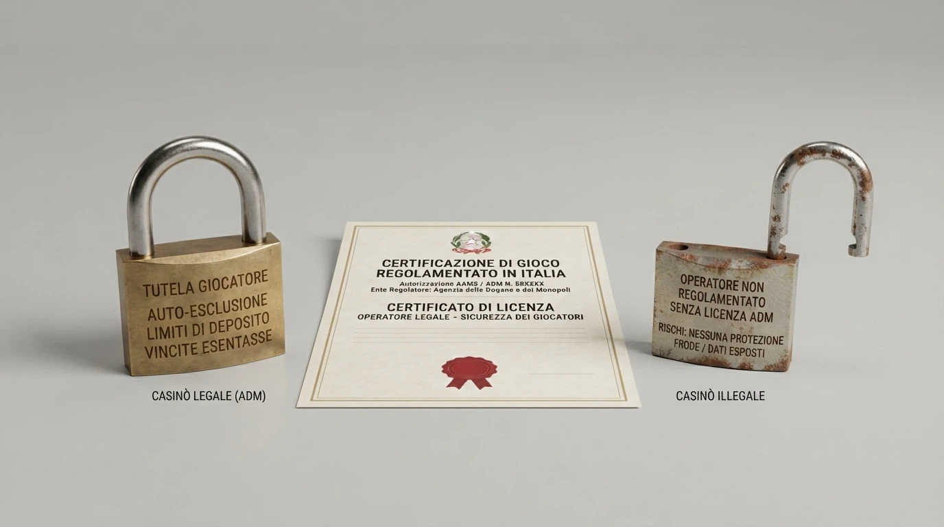 Un documento ufficiale con il logo ADM accanto alle icone di un lucchetto chiuso e uno aperto, a simboleggiare la presenza o assenza di tutele