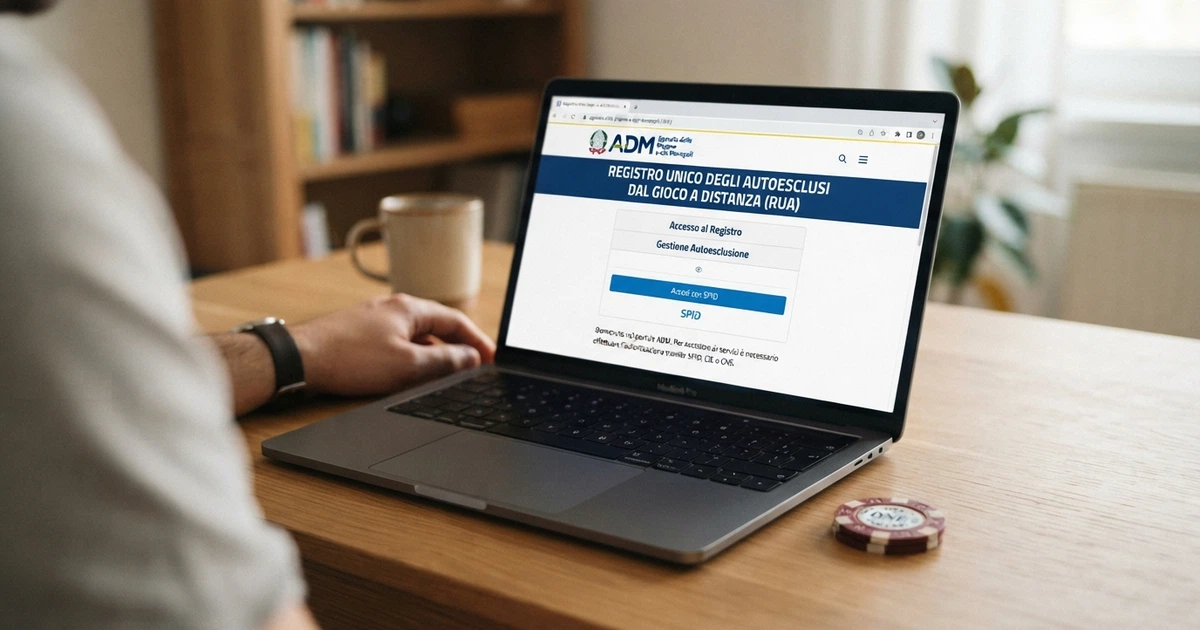 Interfaccia dell'area riservata del portale ADM per la gestione dell'autoesclusione dal gioco online