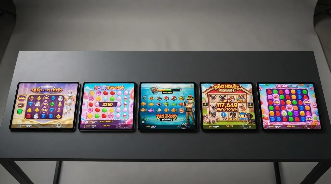 Una griglia di copertine delle slot Pragmatic Play più popolari in Italia: Gates of Olympus, Sweet Bonanza, Big Bass Bonanza, The Dog House Megaways e Sugar Rush