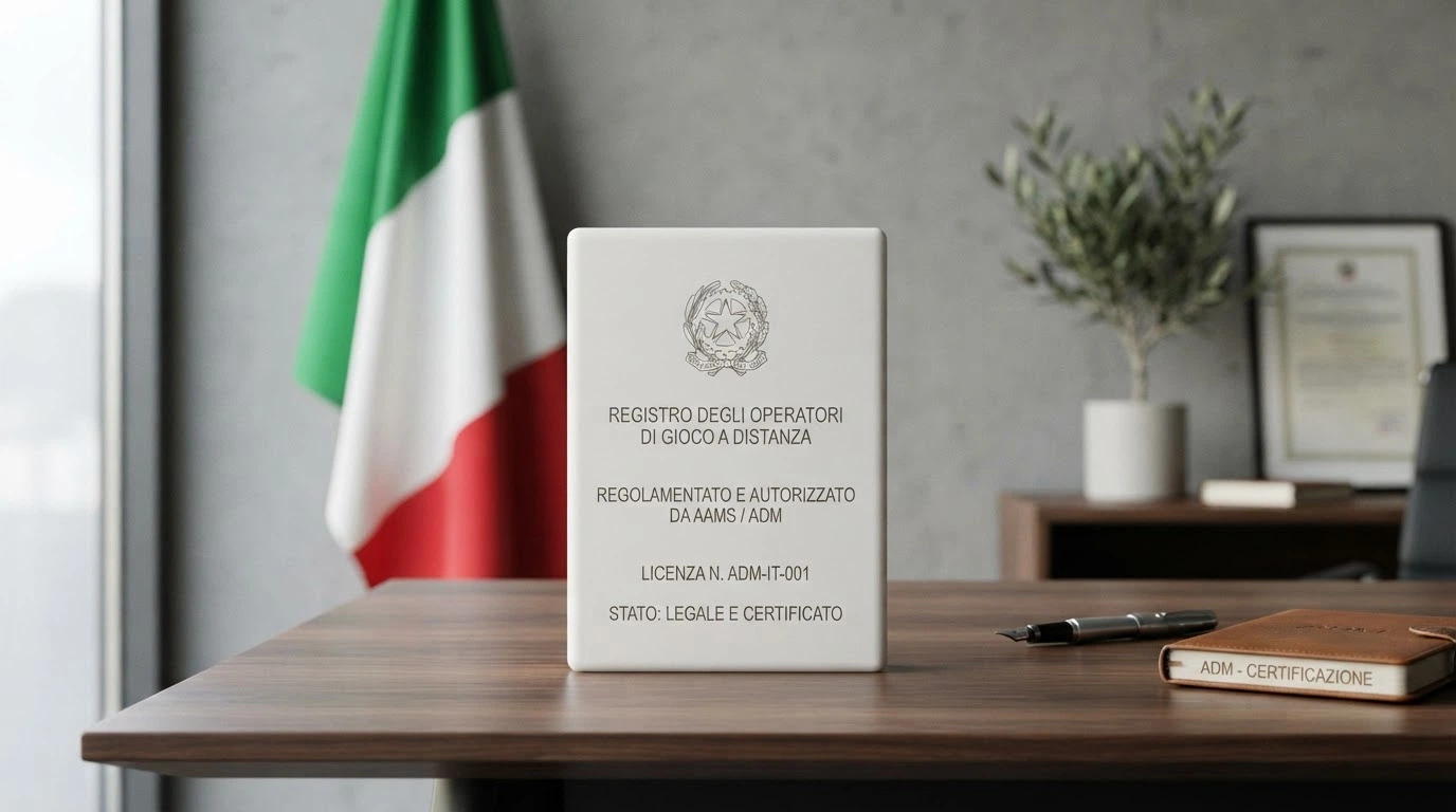 Il logo dell'Agenzia delle Dogane e dei Monopoli su uno sfondo con la bandiera italiana e la dicitura «Concessionario ADM»