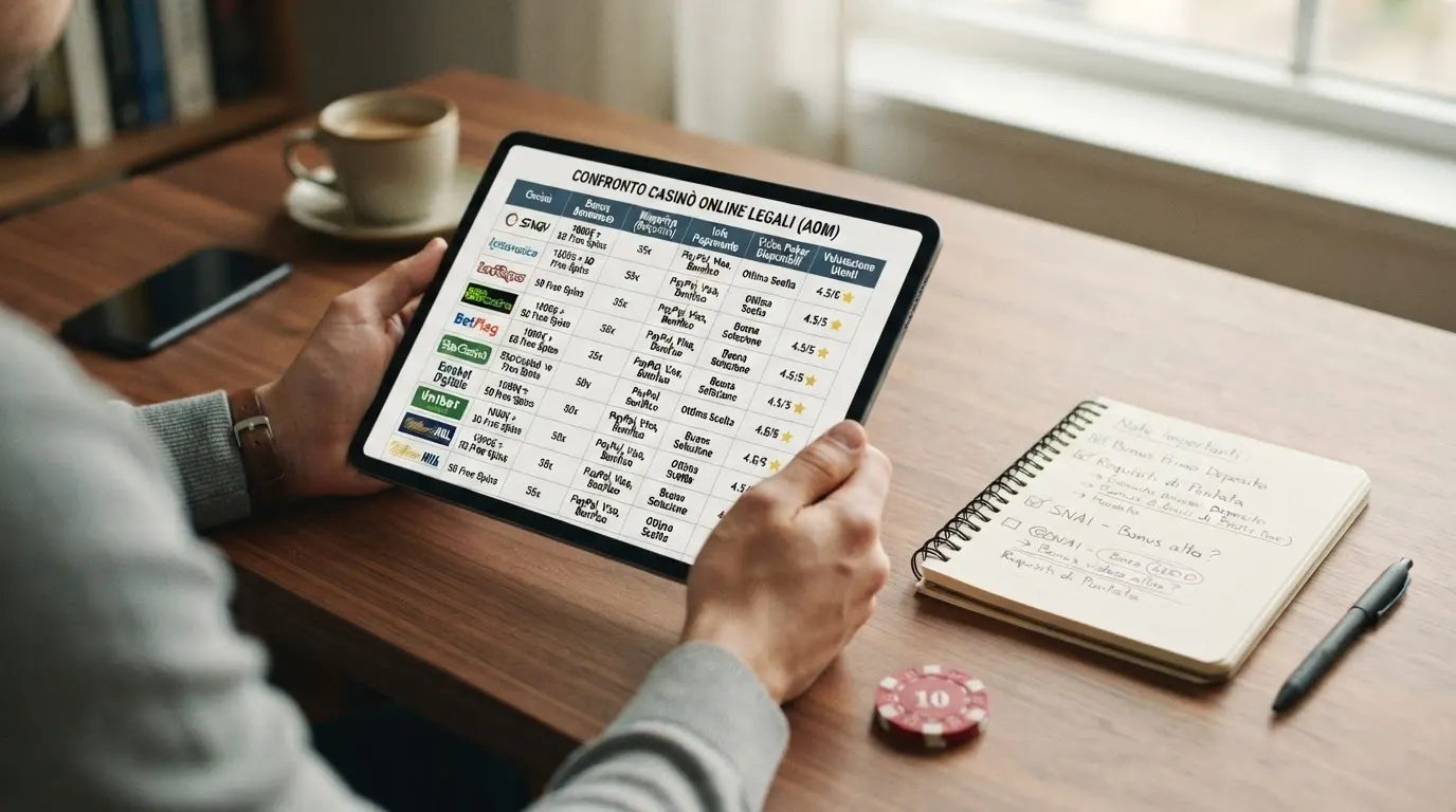 Una griglia comparativa con i loghi e le informazioni principali dei casinò ADM recensiti per l'offerta di video poker.