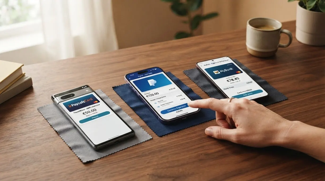 Una tabella stilizzata con le icone dei metodi di pagamento (carta di credito, portafoglio elettronico, carta prepagata, mobile wallet) affiancate ai loghi dei casinò ADM recensiti, con frecce che indicano i tempi di accredito.