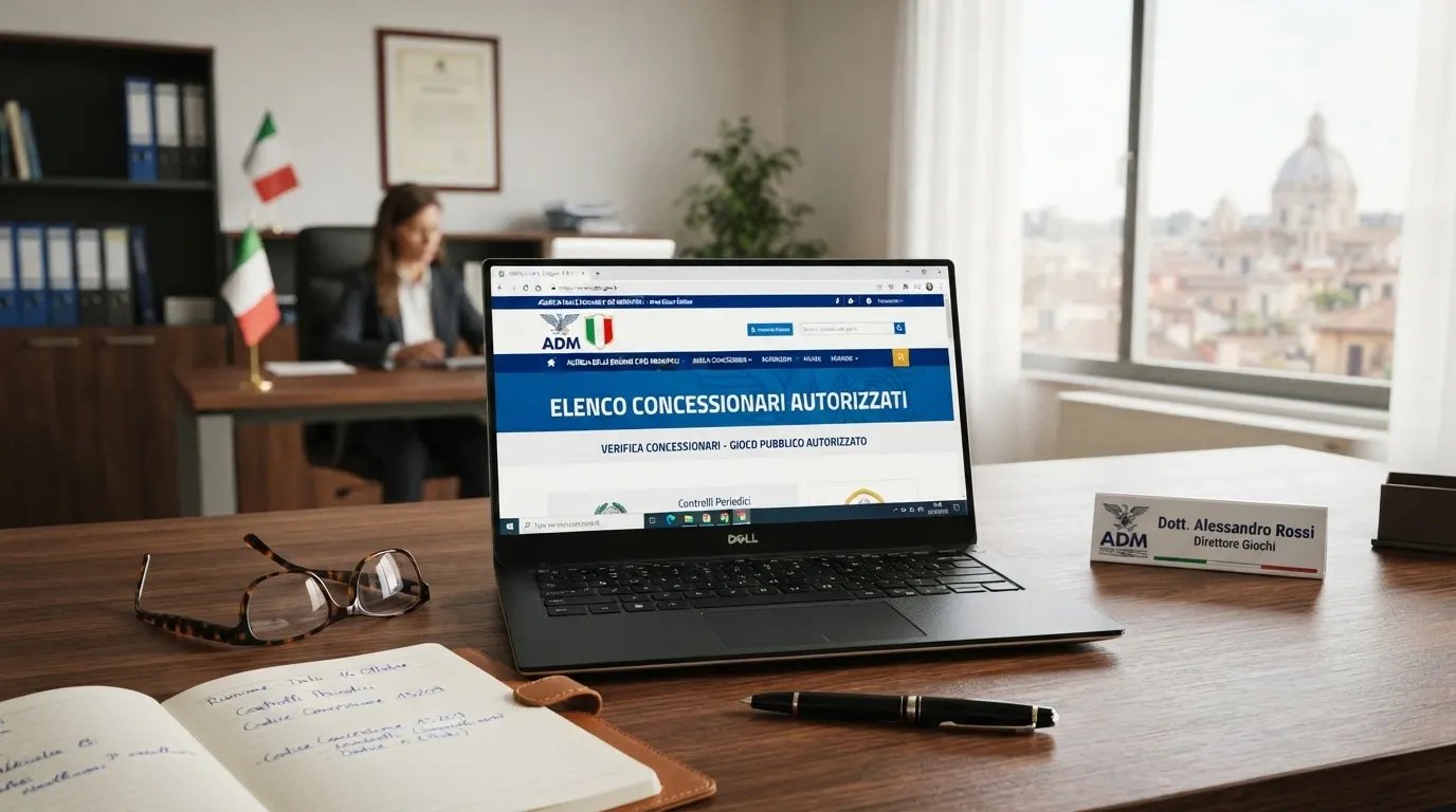 Il logo dell'Agenzia delle Dogane e dei Monopoli accanto all'indicatore di connessione sicura e alla dicitura «Concessionario Autorizzato» su schermo