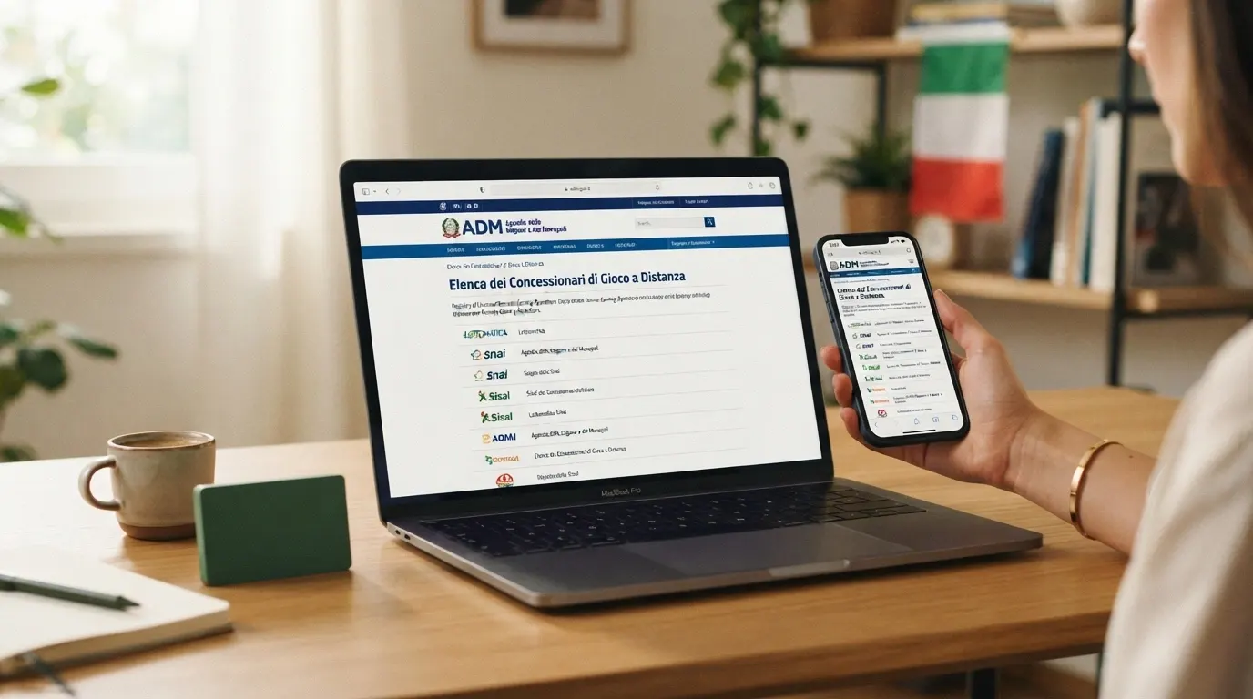 Logo ufficiale dell'Agenzia delle Dogane e dei Monopoli accanto alla dicitura Concessionario ADM e all'indirizzo del registro ufficiale