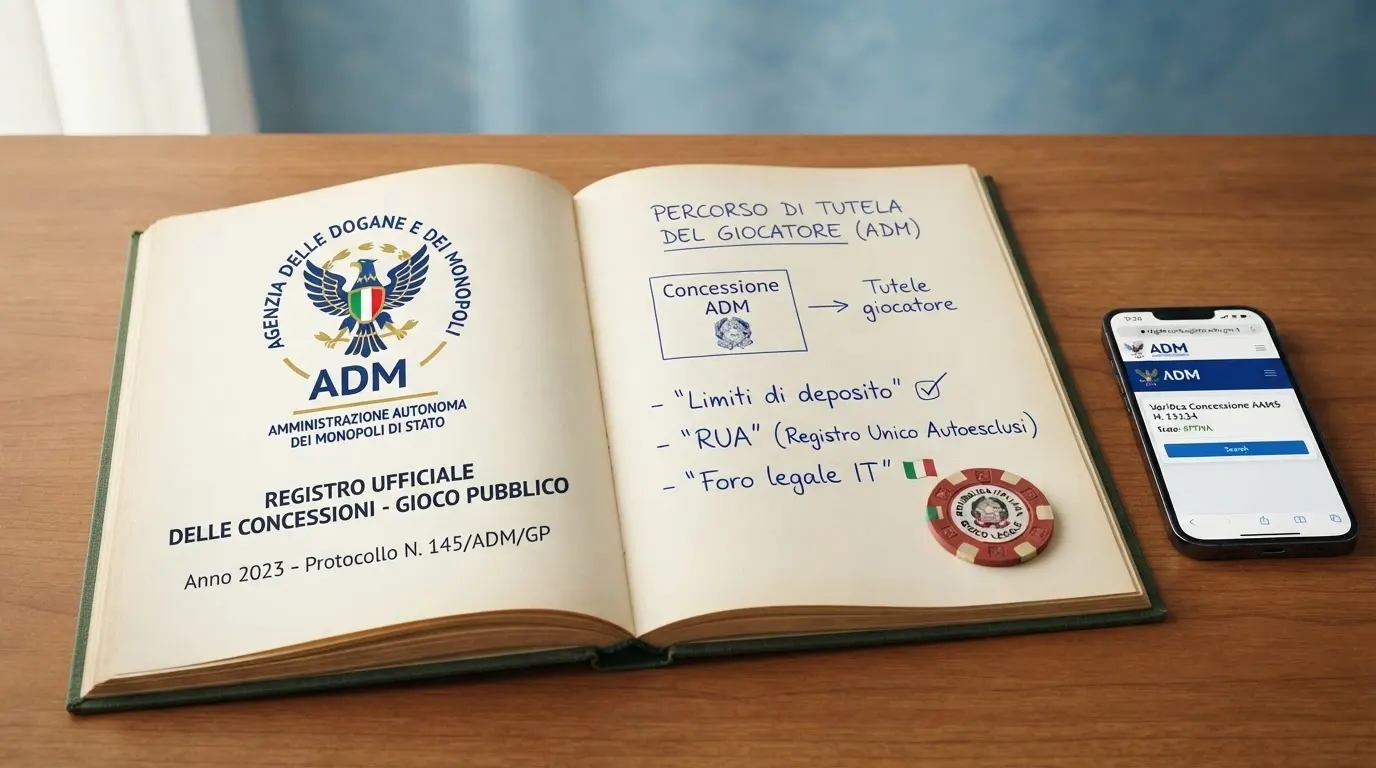 Il logo ufficiale dell’Agenzia delle Dogane e dei Monopoli accanto a un lucchetto aperto che si chiude, su sfondo istituzionale blu