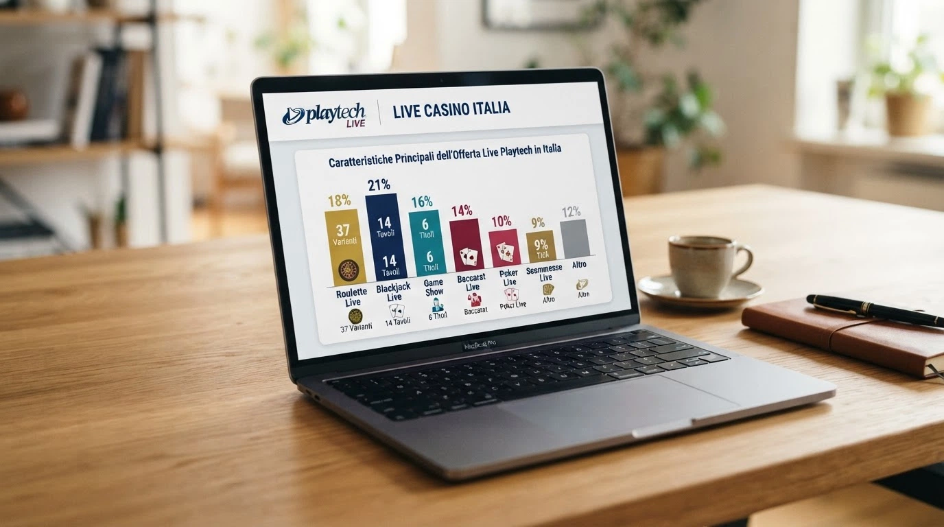 Una tabella comparativa con i loghi di dieci casinò online italiani affiancati da concessione ADM, importo del bonus di benvenuto, presenza di tavoli live Playtech e valutazione complessiva