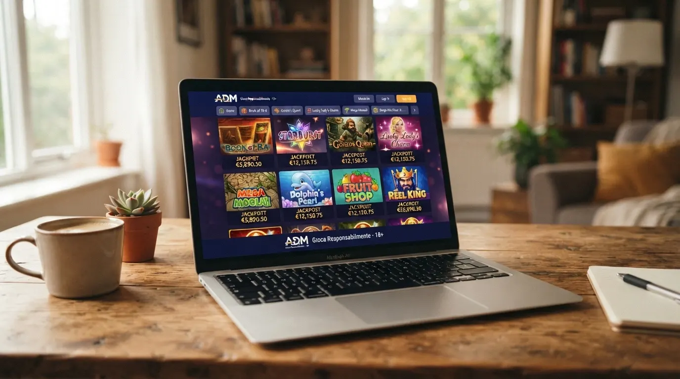 La lobby di un casinò online con concessione ADM che mostra l'anteprima delle slot disponibili