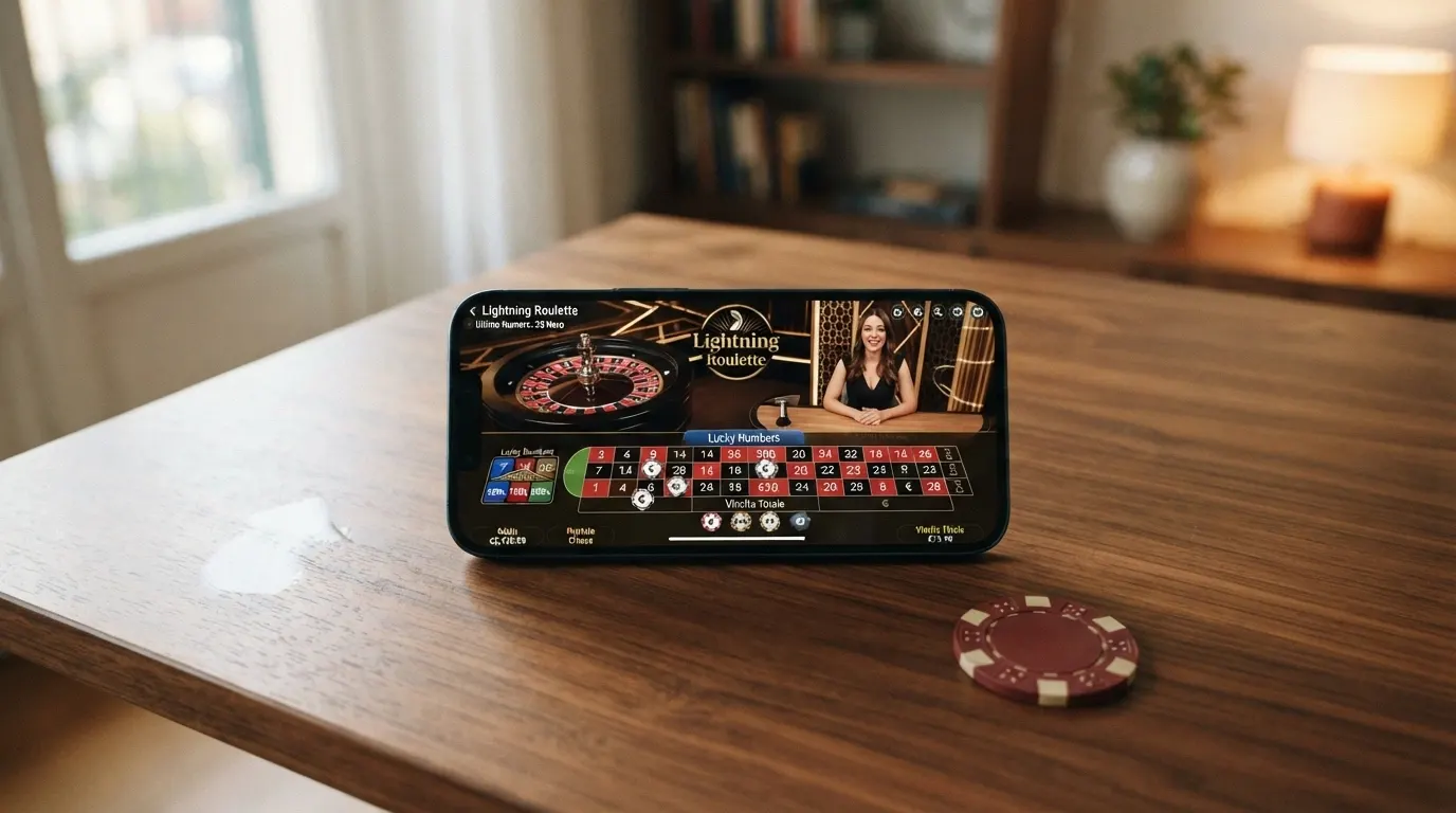 Vista d'insieme di un casinò live ADM con il portfolio giochi Evolution aperto sulla sezione roulette
