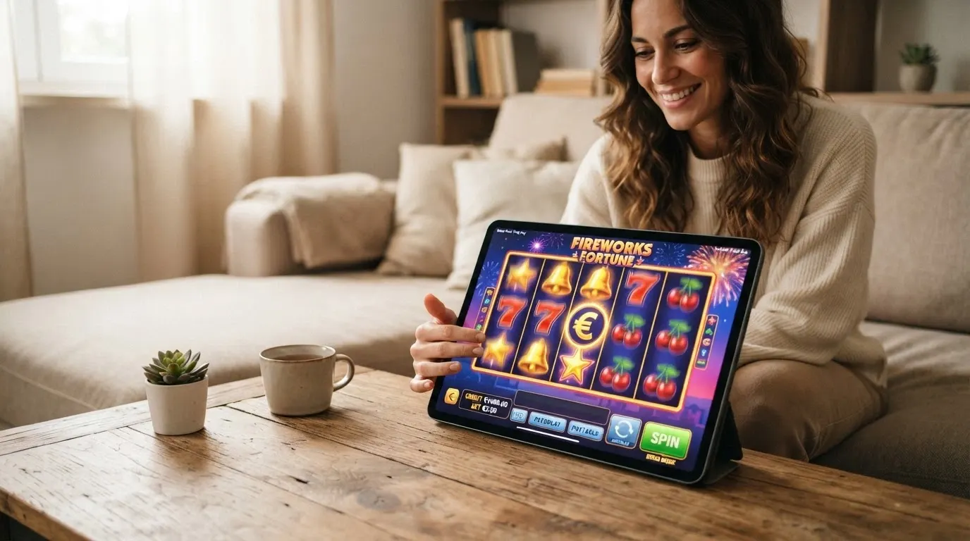 Schermata di una slot machine online in versione dimostrativa con rulli animati e pulsante spin
