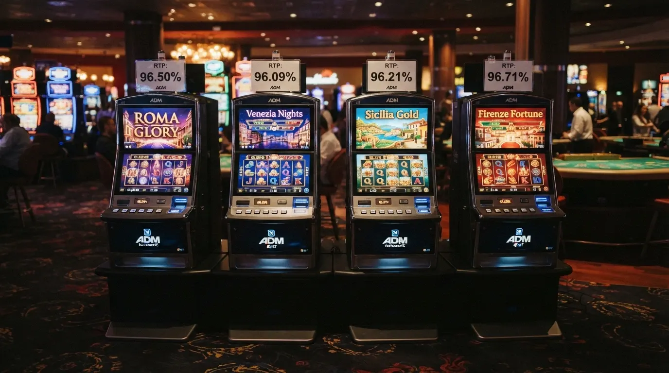 Griglia di quattro slot machine popolari (Gates of Olympus, Starburst, Book of Dead, Big Bass Bonanza) con i rispettivi riquadri RTP in evidenza sopra ogni titolo